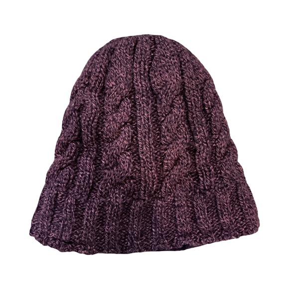 Heat Holders Womens Purple Cable Knit Beanie Thermal HeatWeaver Lined Winter Hat - Picture 6 of 6
